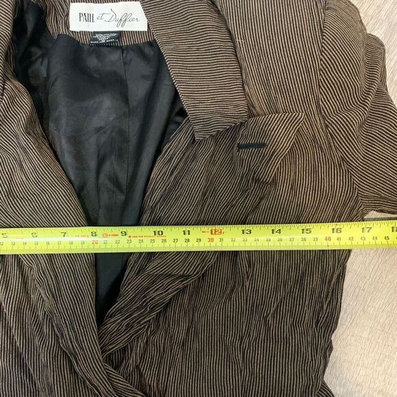 Vintage 1980s Paul Et Duffier Stripe Brown Blazer Jacket Tim Burton M - Picture 5 of 6